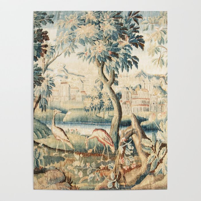 Antique 18th Century French Chateau Bird Garden Verdure Tapestry Poster Gallery Image 4
