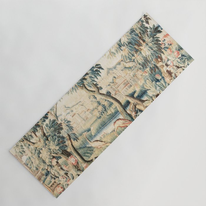 Antique 18th Century French Chateau Bird Garden Verdure Tapestry Yoga Mat Gallery Image 1