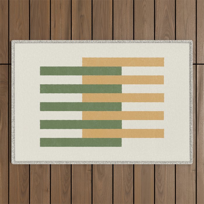 Lines Aligned - Gold Green Outdoor Rug Gallery Image 1