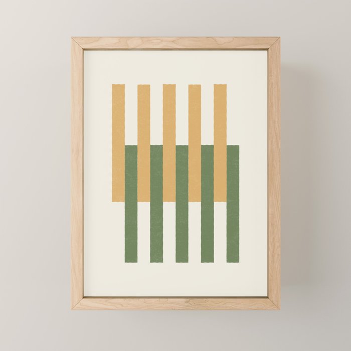 Lines Aligned - Gold Green Mini Art Print Gallery Image 1