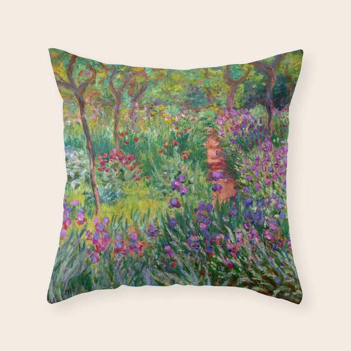 Claude Monet "The Iris Garden at Giverny", 1899-1900 Throw Pillow Gallery Image 1