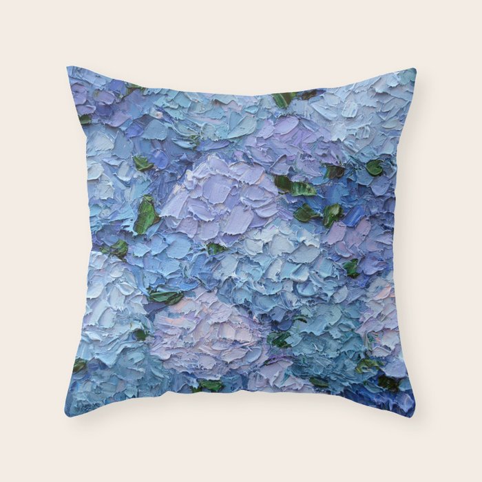 Moonlight Hydrangeas 2 Throw Pillow Gallery Image 6