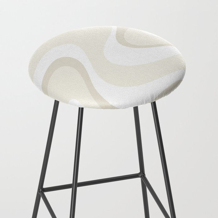 Cream Dream Light Liquid Swirl Abstract in Beige and White Stool Gallery Image 2
