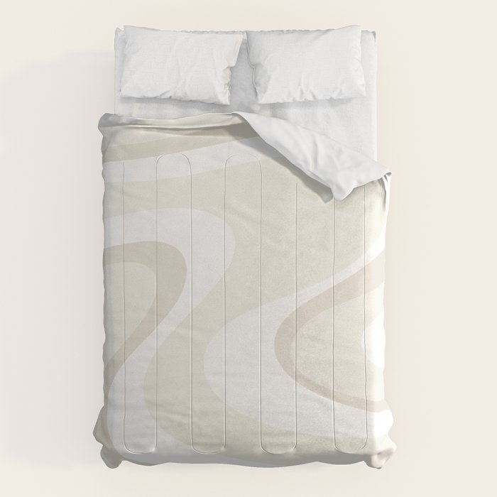 Cream Dream Light Liquid Swirl Abstract in Beige and White Comforter Gallery Image 1