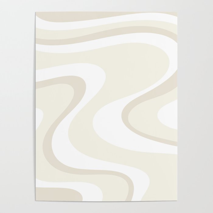 Cream Dream Light Liquid Swirl Abstract in Beige and White Poster Gallery Image 1