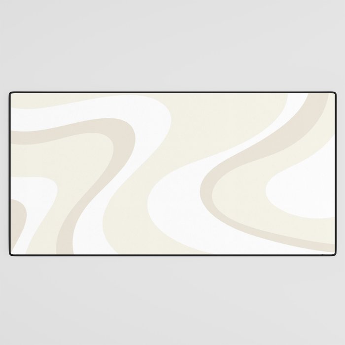 Cream Dream Light Liquid Swirl Abstract in Beige and White Desk Mat Gallery Image 3