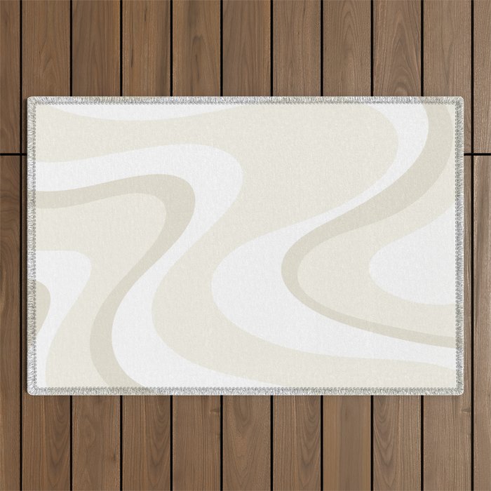 Cream Dream Light Liquid Swirl Abstract in Beige and White Outdoor Rug Gallery Image 1