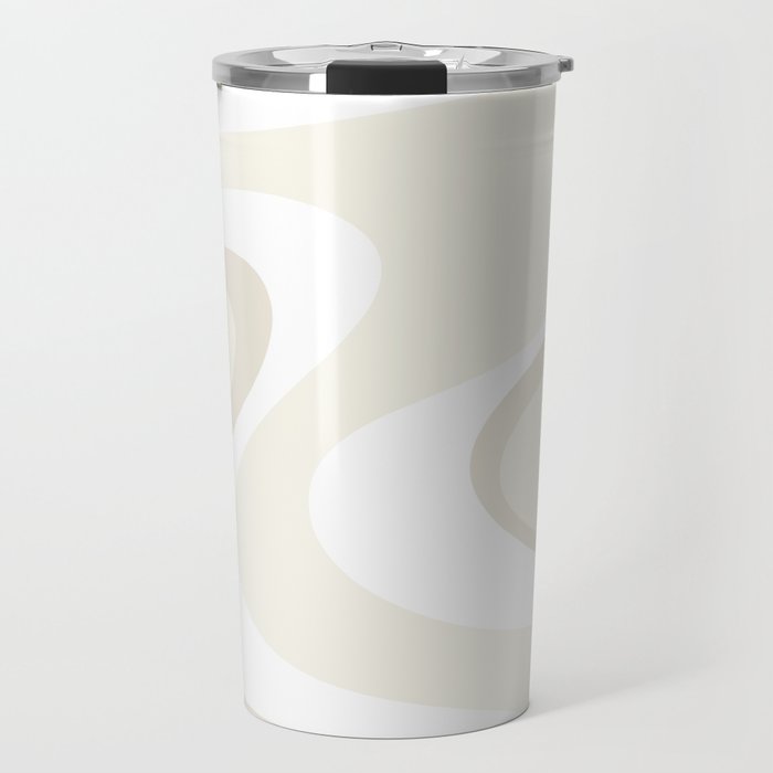 Cream Dream Light Liquid Swirl Abstract in Beige and White Travel Mug