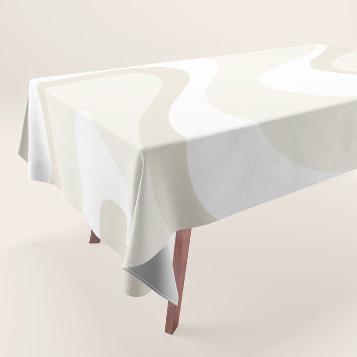 Cream Dream Light Liquid Swirl Abstract in Beige and White Tablecloth Gallery Image 1