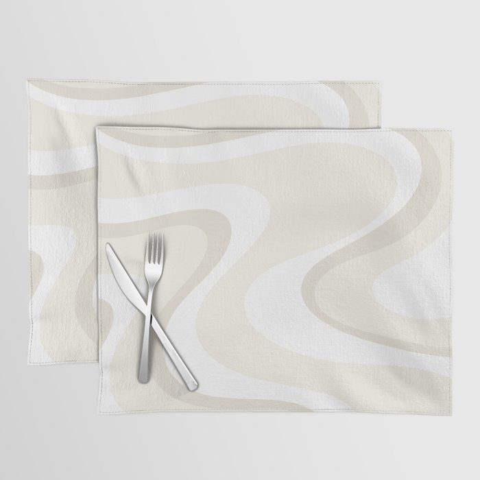 Cream Dream Light Liquid Swirl Abstract in Beige and White Placemat Gallery Image 1