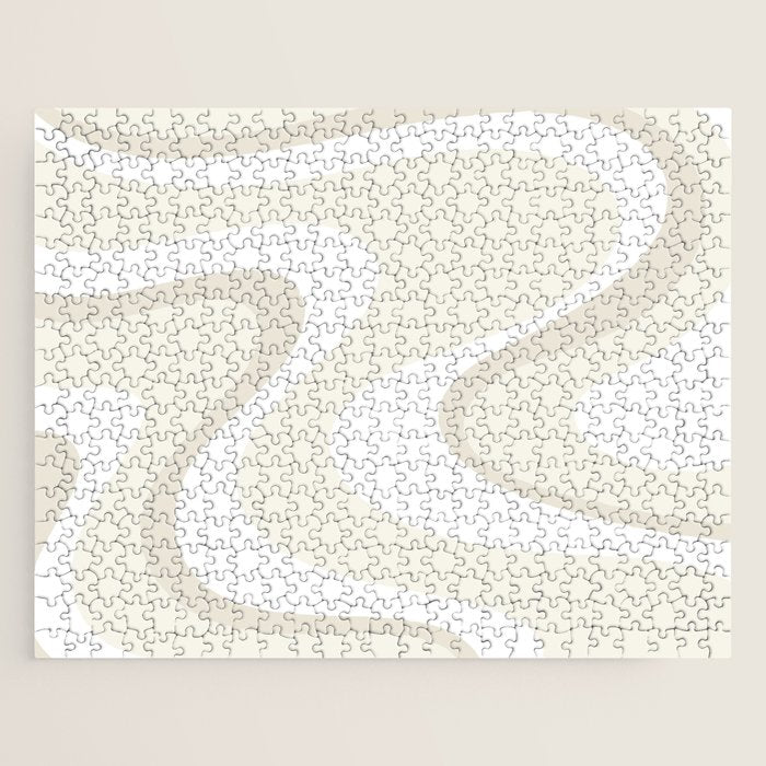 Cream Dream Light Liquid Swirl Abstract in Beige and White Jigsaw Puzzle Gallery Image 1