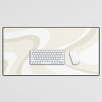 Cream Dream Light Liquid Swirl Abstract in Beige and White Desk Mat Gallery Image 1