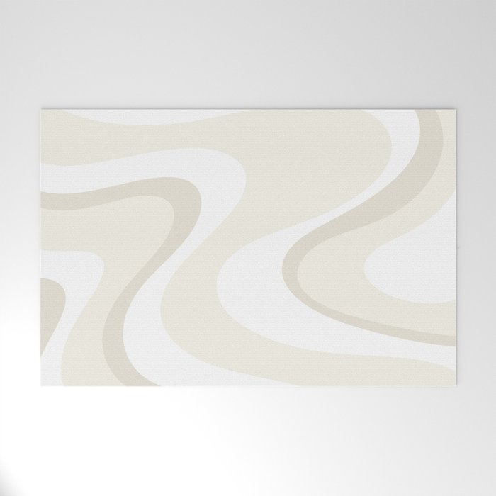Cream Dream Light Liquid Swirl Abstract in Beige and White Welcome Mat Gallery Image 1