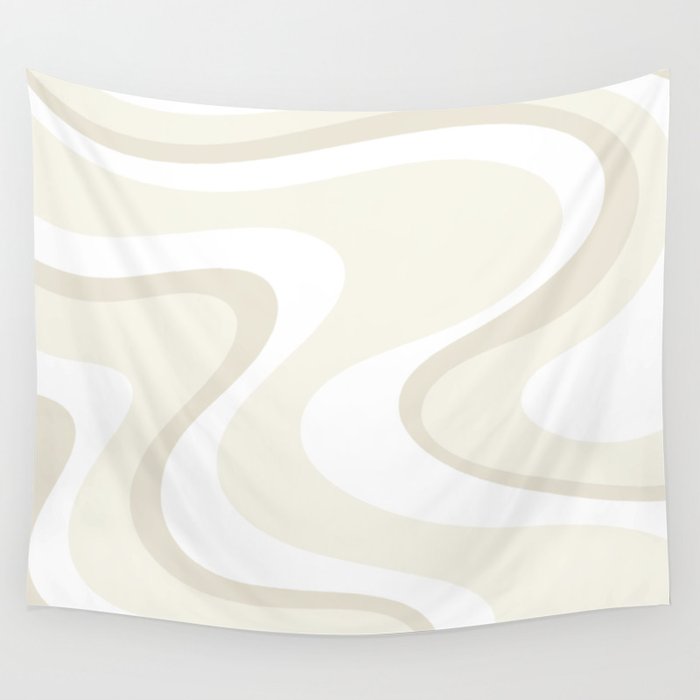 Cream Dream Light Liquid Swirl Abstract in Beige and White Wall Tapestry Gallery Image 1