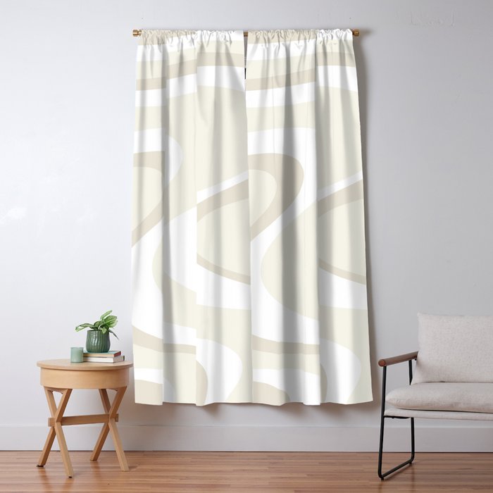 Cream Dream Light Liquid Swirl Abstract in Beige and White Window Curtain Gallery Image 1