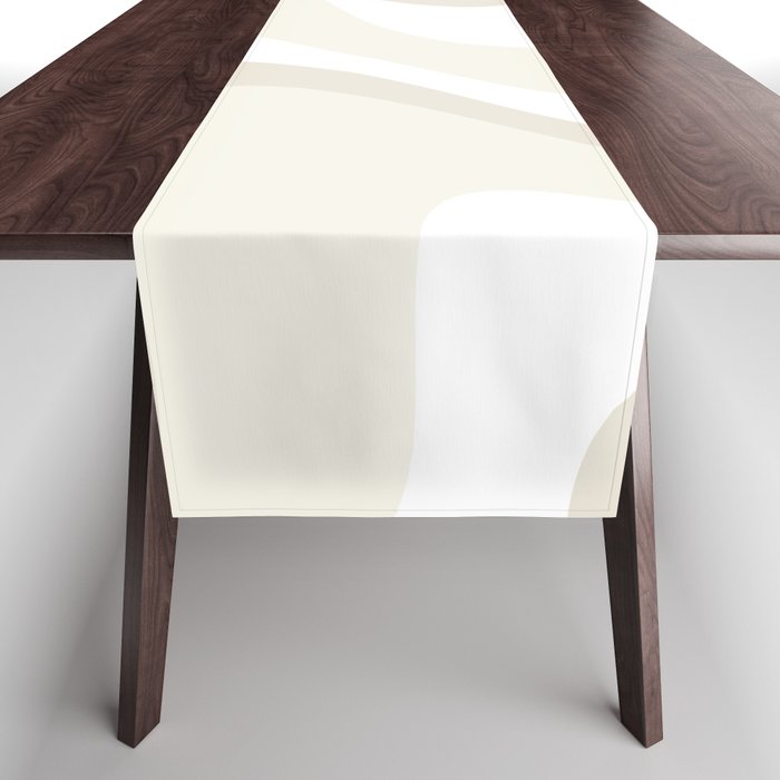 Cream Dream Light Liquid Swirl Abstract in Beige and White Table Runner Gallery Image 1