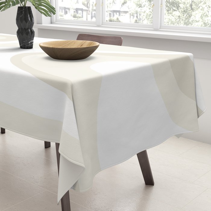 Cream Dream Light Liquid Swirl Abstract in Beige and White Tablecloth Gallery Image 3