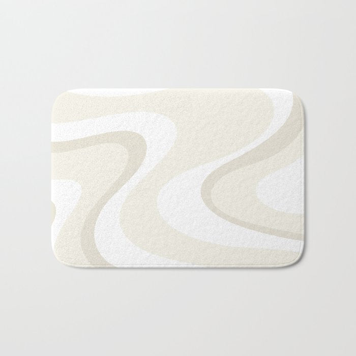 Cream Dream Light Liquid Swirl Abstract in Beige and White Bath Mat Gallery Image 1