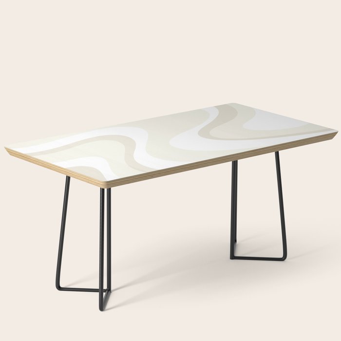 Cream Dream Light Liquid Swirl Abstract in Beige and White Coffee Table Gallery Image 1
