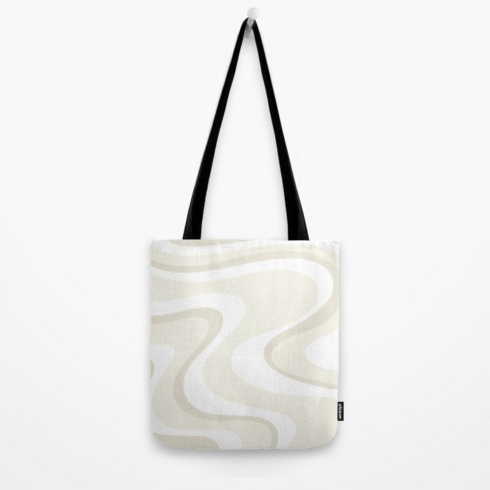 Cream Dream Light Liquid Swirl Abstract in Beige and White Tote Bag Gallery Image 2