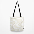 Cream Dream Light Liquid Swirl Abstract in Beige and White Tote Bag Gallery Image 2
