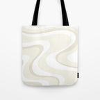 Cream Dream Light Liquid Swirl Abstract in Beige and White Tote Bag Gallery Image 1