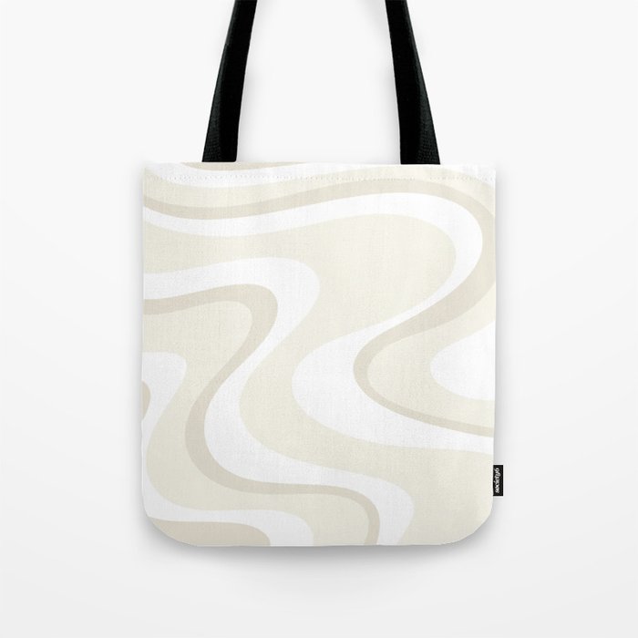 Cream Dream Light Liquid Swirl Abstract in Beige and White Tote Bag Gallery Image 1