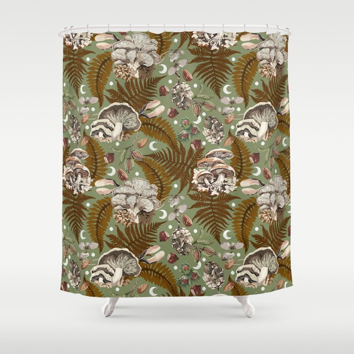 Mushrooms in moon forest G Shower Curtain Gallery Image 1