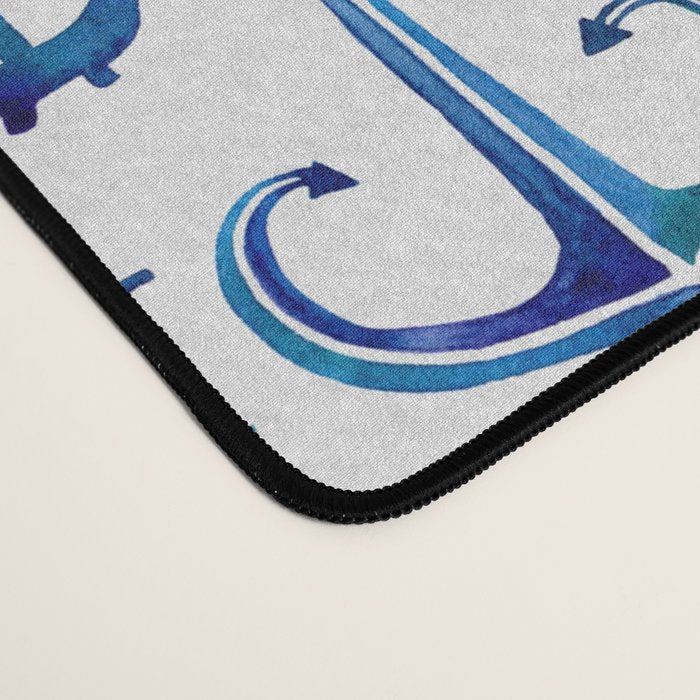 Anchors Away - Nautical Watercolor Anchors in Blue Desk Mat Gallery Image 4
