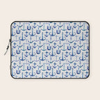 Anchors Away - Nautical Watercolor Anchors in Blue Laptop Sleeve Gallery Image 1