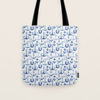 Anchors Away - Nautical Watercolor Anchors in Blue Tote Bag Gallery Image 1