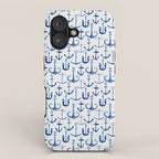 Anchors Away - Nautical Watercolor Anchors in Blue iPhone Case Gallery Image 1
