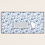 Anchors Away - Nautical Watercolor Anchors in Blue Desk Mat Gallery Image 1