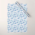 Anchors Away - Nautical Watercolor Anchors in Blue Wrapping Paper Gallery Image 1