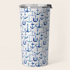 Anchors Away - Nautical Watercolor Anchors in Blue Travel Mug Gallery Image 2
