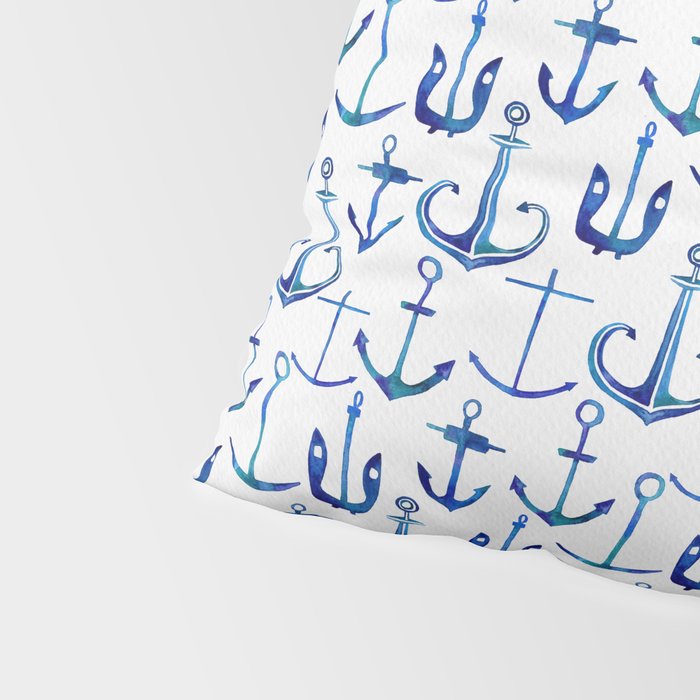 Anchors Away - Nautical Watercolor Anchors in Blue Pillow Sham Gallery Image 4