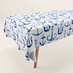 Anchors Away - Nautical Watercolor Anchors in Blue Tablecloth Gallery Image 1