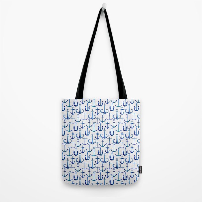 Anchors Away - Nautical Watercolor Anchors in Blue Tote Bag Gallery Image 2