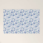 Anchors Away - Nautical Watercolor Anchors in Blue Welcome Mat Gallery Image 1