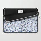 Anchors Away - Nautical Watercolor Anchors in Blue Laptop Sleeve Gallery Image 2