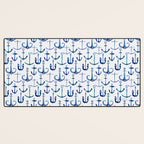 Anchors Away - Nautical Watercolor Anchors in Blue Desk Mat Gallery Image 3