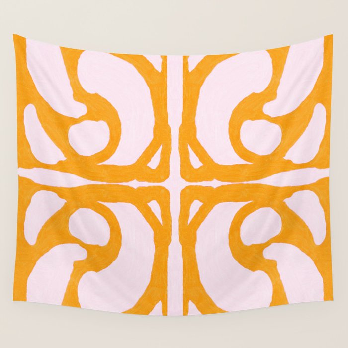 Abstract in Yellow and Cream Wall Tapestry Gallery Image 1
