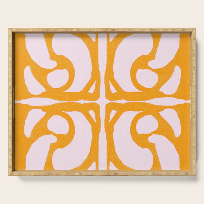 Abstract in Yellow and Cream Serving Tray Gallery Image 1