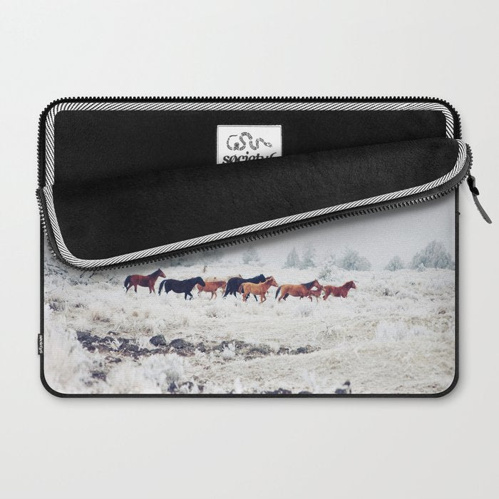 Winter Horse Herd Laptop Sleeve Gallery Image 2