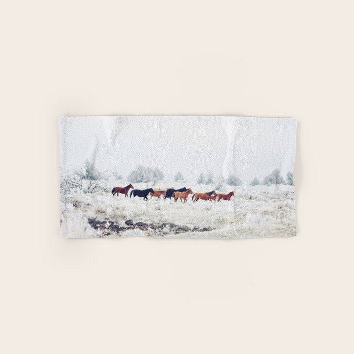 Winter Horse Herd Bath Towel Gallery Image 1