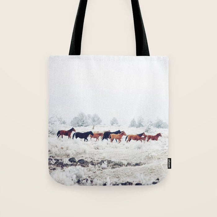 Winter Horse Herd Tote Bag Gallery Image 1