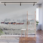 Winter Horse Herd Wall Mural Gallery Image 1