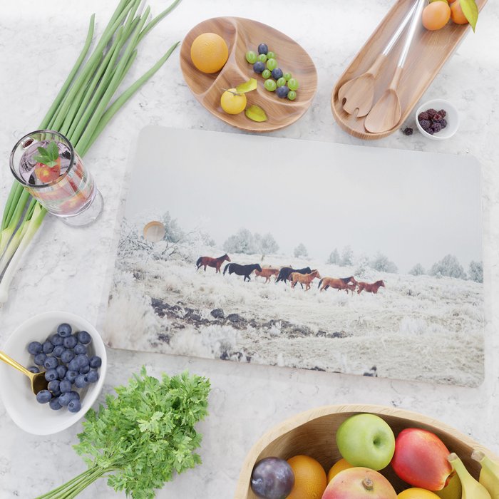Winter Horse Herd Cutting Board Gallery Image 2