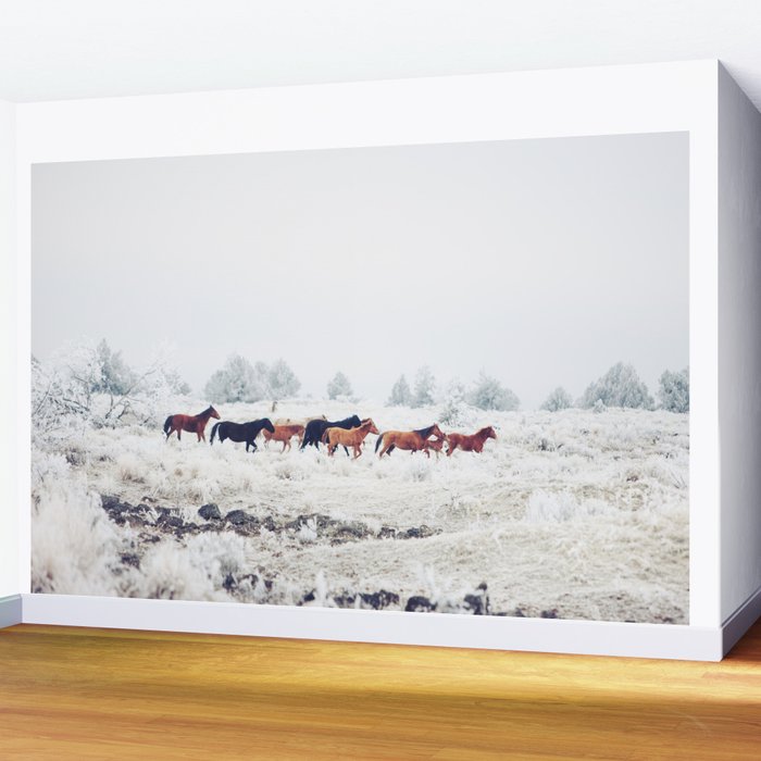 Winter Horse Herd Wall Mural Gallery Image 2