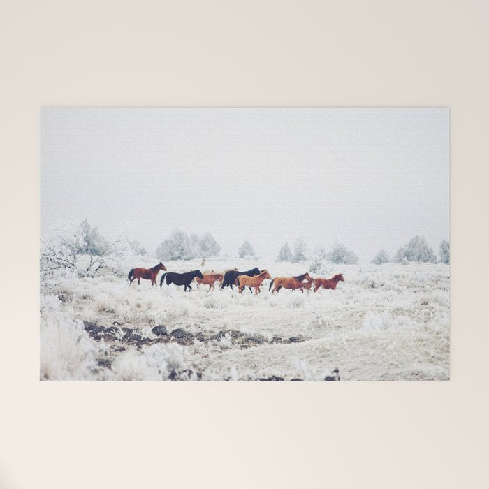 Winter Horse Herd Welcome Mat Gallery Image 1